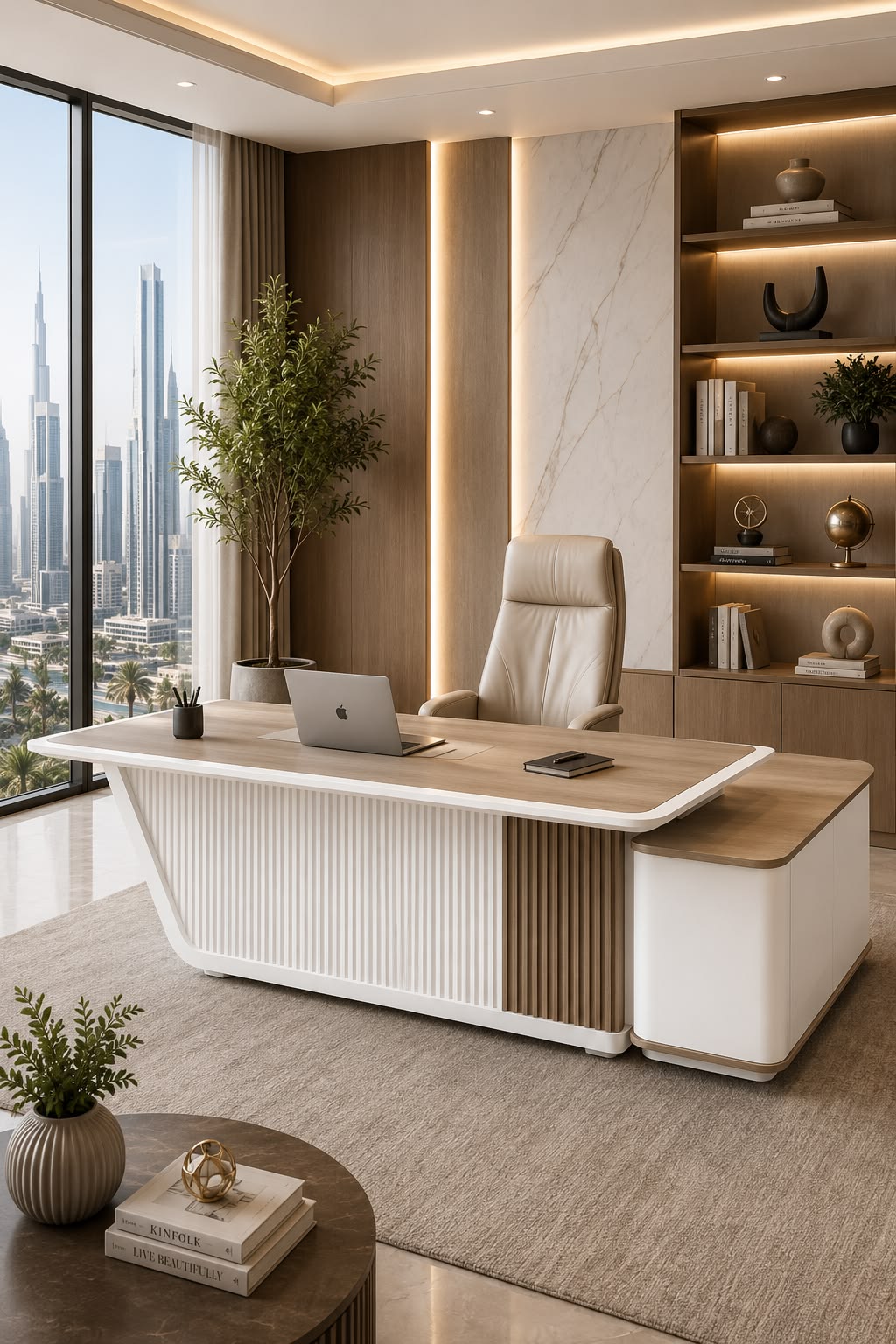 Managing Director Suite with Executive Desk with Leather Blotter & Cable Hub #106